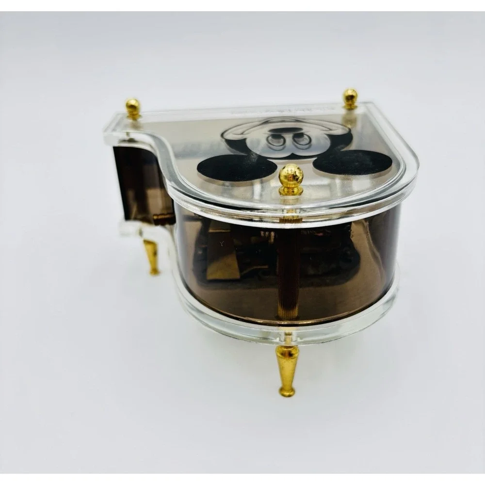 Disney Mickey Mouse Piano Music Box‎ Schmid Acrylic Grand Piano Hong Working..